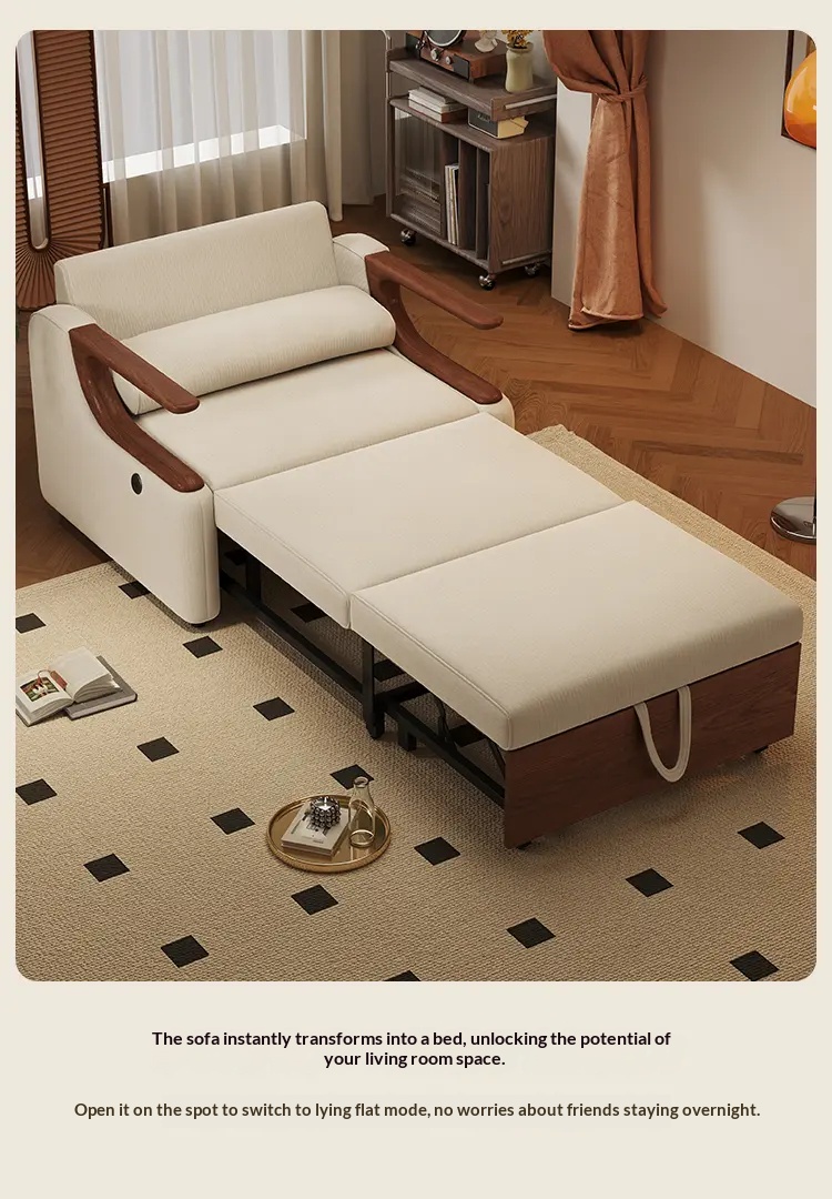 [PRE-ORDER Customizable] Mid-century Modern Sofa Bed for Bedroom Study Room. Foldable Integrated Dual Use 2025 New Model Versatile FurnitureSolution .